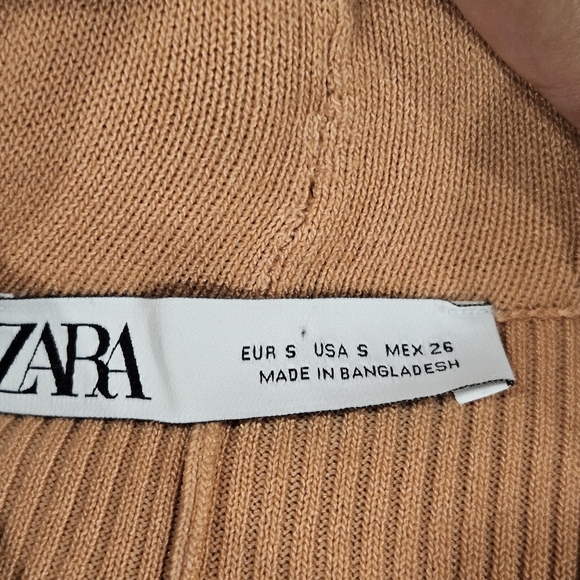 Zara SZ S Ribbed Straight Leg Hi Rise Muted Orange Elastic Waist Pull On Legging - Picture 4 of 11